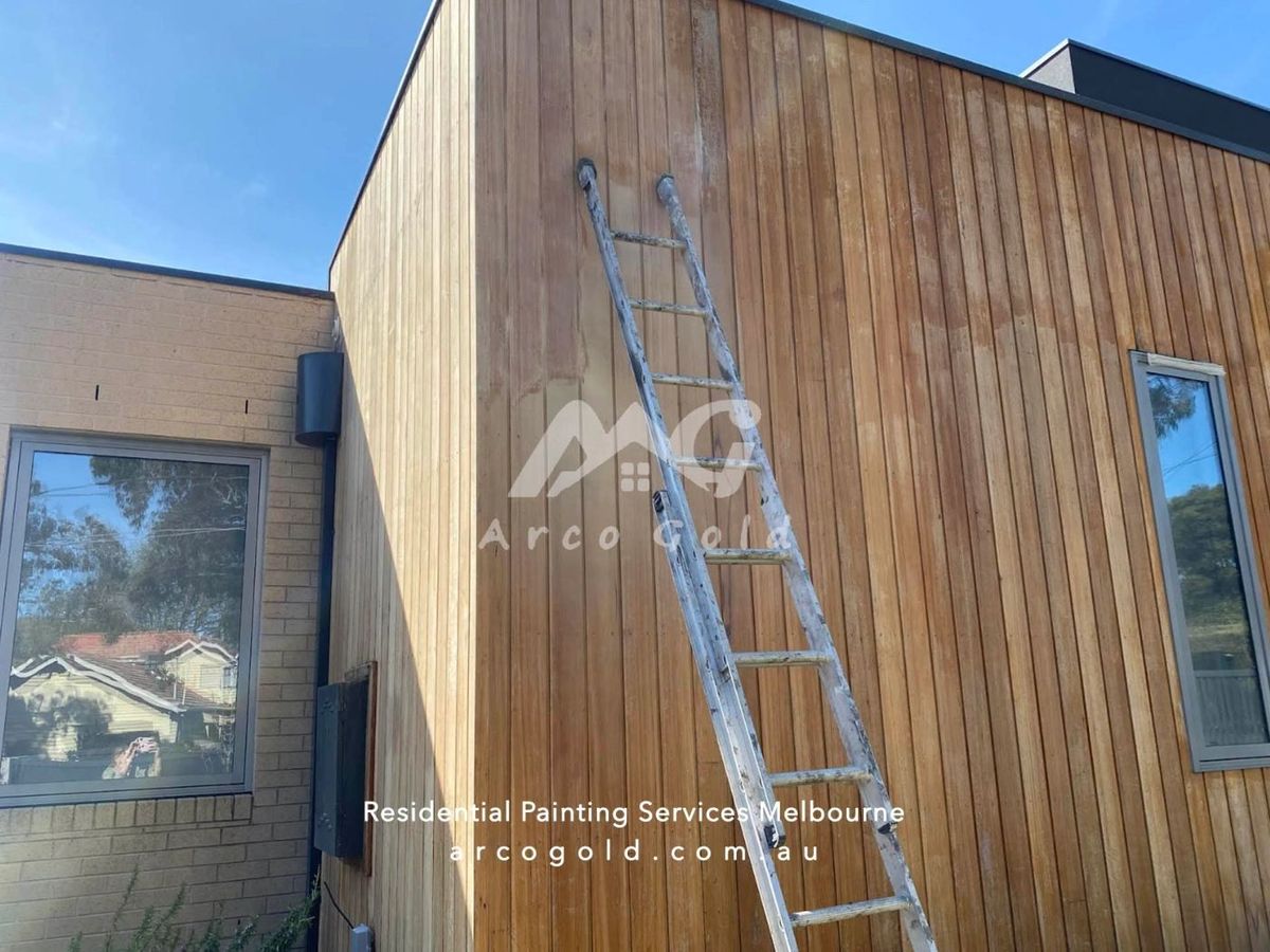 Timber facade being repainted in Ivanhoe