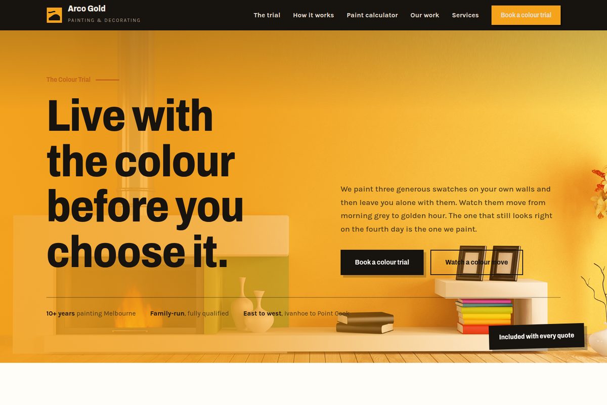 Screenshot of the The Colour Trial landing page