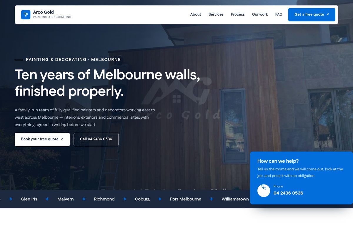Screenshot of the Saiin Blue landing page